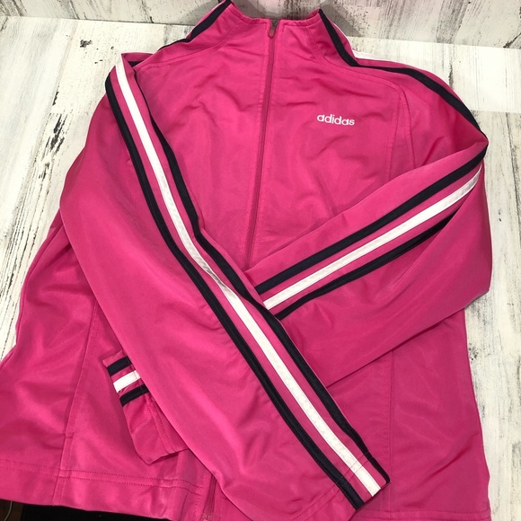adidas jacket pink stripes